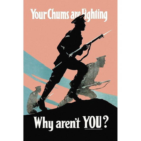 WWI: Your Chums Are Fighting; Why Arent You? White Modern Wood Framed Art Print by Nobbs, P.E.