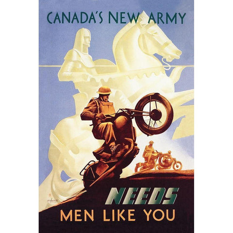 WWI: Canadas New Army: Men Like You Black Modern Wood Framed Art Print with Double Matting by Aldwinkle, Eric