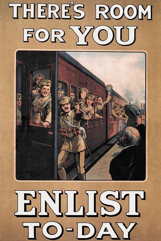 WWI: Theres Room for You: Enlist Today White Modern Wood Framed Art Print with Double Matting by Fry, W.A.