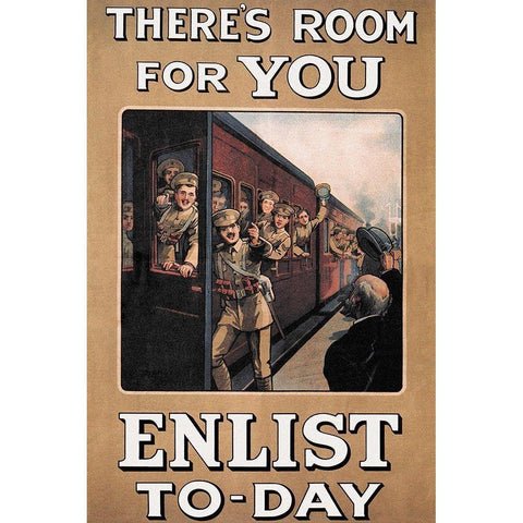 WWI: Theres Room for You: Enlist Today White Modern Wood Framed Art Print by Fry, W.A.