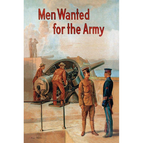 WWI: Men Wanted for the Army Gold Ornate Wood Framed Art Print with Double Matting by Whalen, Michael P.