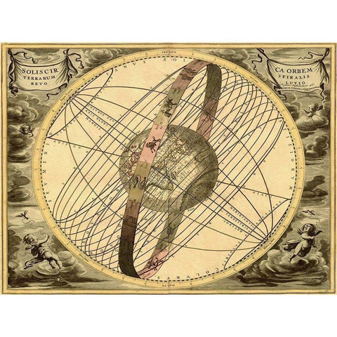 Maps of the Heavens: Solis  Cir Terrarum Gold Ornate Wood Framed Art Print with Double Matting by Cellarius, Andreas