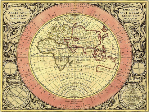 Maps of the Heavens: Hemisphaerium Orbis Antiqui White Modern Wood Framed Art Print with Double Matting by Cellarius, Andreas