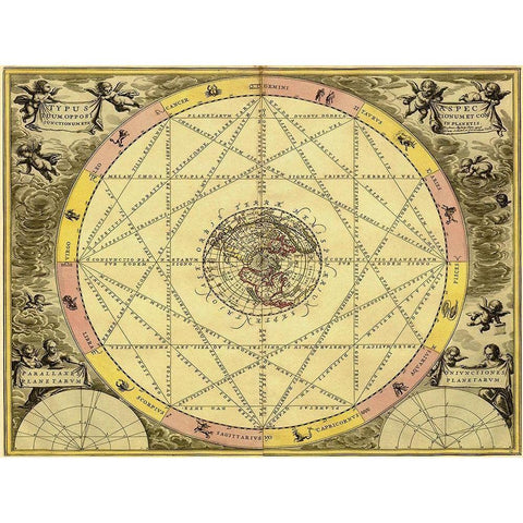 Maps of the Heavens: Typhus Aspec Black Modern Wood Framed Art Print with Double Matting by Cellarius, Andreas