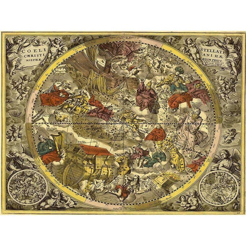 Maps of the Heavens: Coelistellati Christianina White Modern Wood Framed Art Print by Cellarius, Andreas