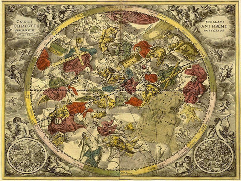 Maps of the Heavens: Coelistellati Christianihaemi White Modern Wood Framed Art Print with Double Matting by Cellarius, Andreas