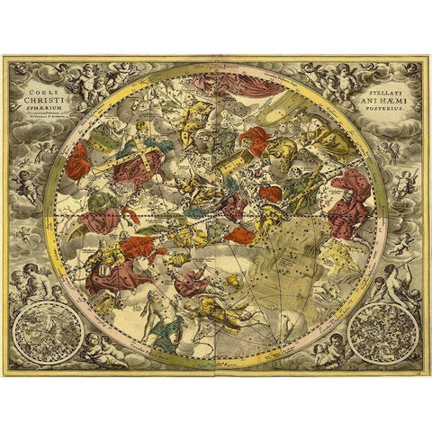 Maps of the Heavens: Coelistellati Christianihaemi White Modern Wood Framed Art Print by Cellarius, Andreas