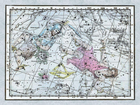 Maps of the Heavens: Andromeda and Perseus White Modern Wood Framed Art Print with Double Matting by Jamieson, Alexander