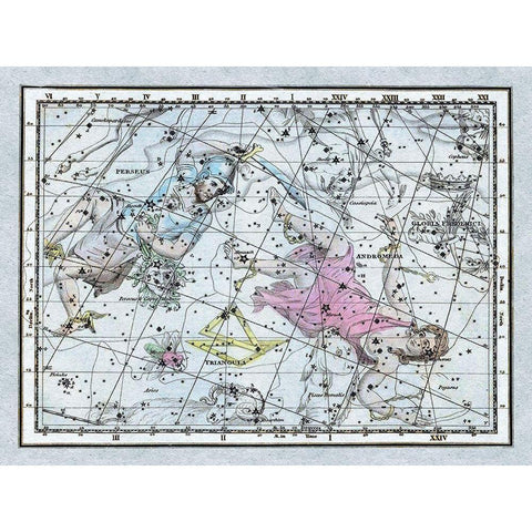 Maps of the Heavens: Andromeda and Perseus White Modern Wood Framed Art Print by Jamieson, Alexander