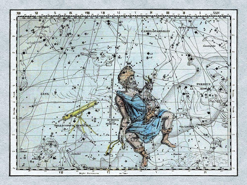 Maps of the Heavens: Auriga the Charioteer White Modern Wood Framed Art Print with Double Matting by Jamieson, Alexander