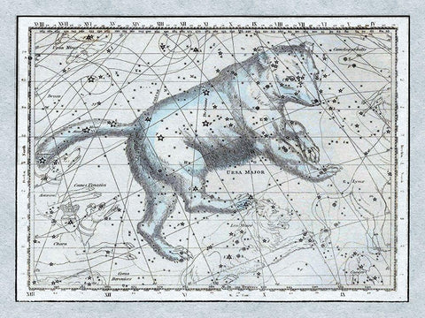 Maps of the Heavens: Ursa Major - The Great Bear White Modern Wood Framed Art Print with Double Matting by Jamieson, Alexander