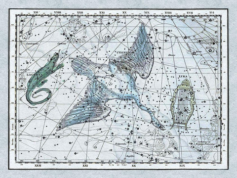 Maps of the Heavens: The Swan in the Milkyway White Modern Wood Framed Art Print with Double Matting by Jamieson, Alexander