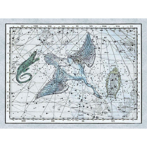 Maps of the Heavens: The Swan in the Milkyway White Modern Wood Framed Art Print by Jamieson, Alexander