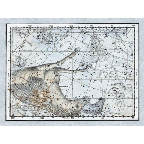 Maps of the Heavens: Pegasus the Horse White Modern Wood Framed Art Print by Jamieson, Alexander