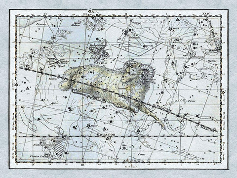 Maps of the Heavens: Aries the Ram White Modern Wood Framed Art Print with Double Matting by Jamieson, Alexander