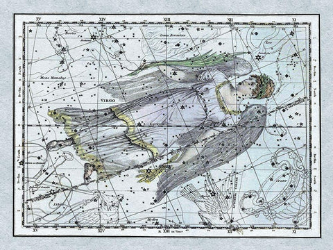 Maps of the Heavens: Virgo the Maiden White Modern Wood Framed Art Print with Double Matting by Jamieson, Alexander
