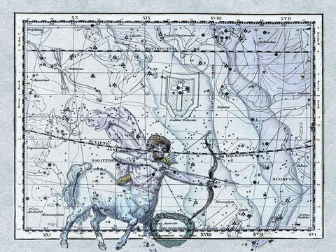 Maps of the Heavens: Sagittarius the Centaur White Modern Wood Framed Art Print with Double Matting by Jamieson, Alexander