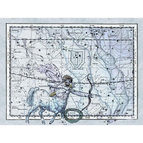 Maps of the Heavens: Sagittarius the Centaur Black Modern Wood Framed Art Print with Double Matting by Jamieson, Alexander
