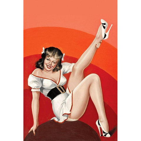 Mid-Century Pin-Ups - Titter Magazine - Winking Brunette Black Modern Wood Framed Art Print by Driben, Peter