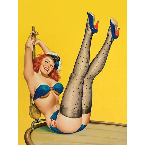 Mid-Century Pin-Ups - Flirt Magazine - Sailor Girl Black Modern Wood Framed Art Print by Driben, Peter