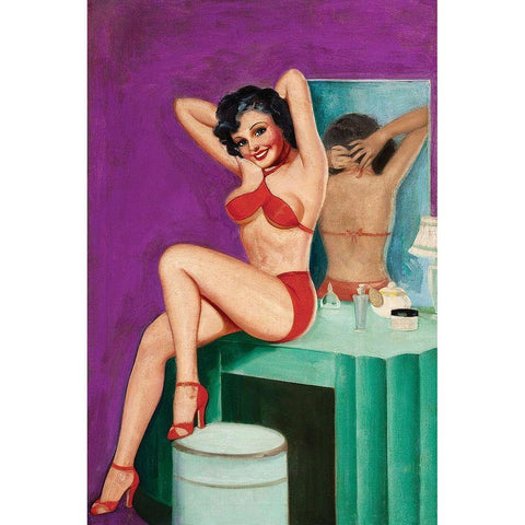 Mid-Century Pin-Ups - Bedtime Stories Black Modern Wood Framed Art Print by Driben, Peter