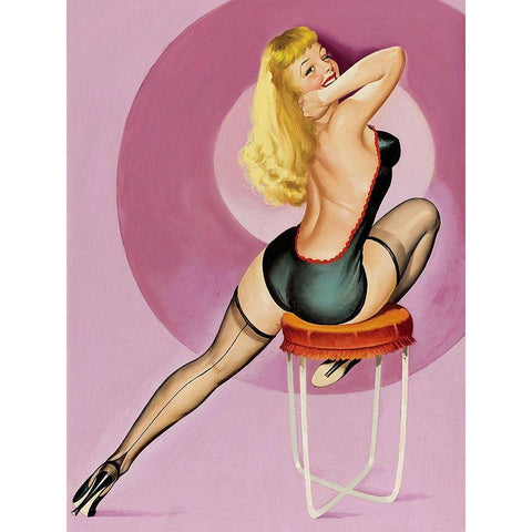 Mid-Century Pin-Ups - Beauty Parade Magazine - Oh! Purple Black Modern Wood Framed Art Print with Double Matting by Driben, Peter