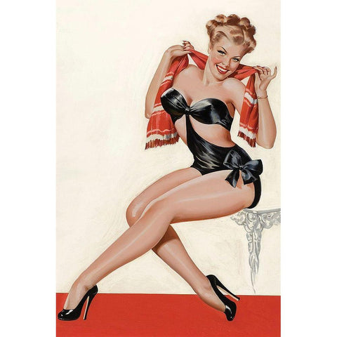 Mid-Century Pin-Ups - Wink Magazine - Silk Stockings and High Heels Black Modern Wood Framed Art Print by Driben, Peter