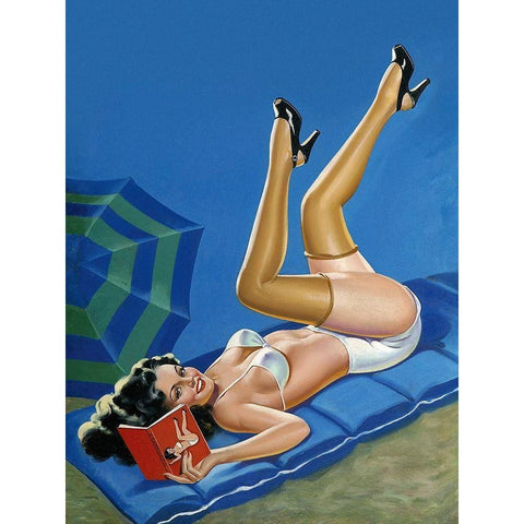 Mid-Century Pin-Ups - Wink Magazine - Merry mirthful Maiden Black Modern Wood Framed Art Print with Double Matting by Driben, Peter