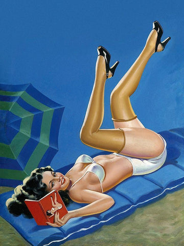 Mid-Century Pin-Ups - Wink Magazine - Merry mirthful Maiden White Modern Wood Framed Art Print with Double Matting by Driben, Peter