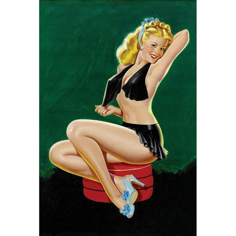 Mid-Century Pin-Ups - Beauty Parade - Uncovering Beauty Black Modern Wood Framed Art Print by Driben, Peter
