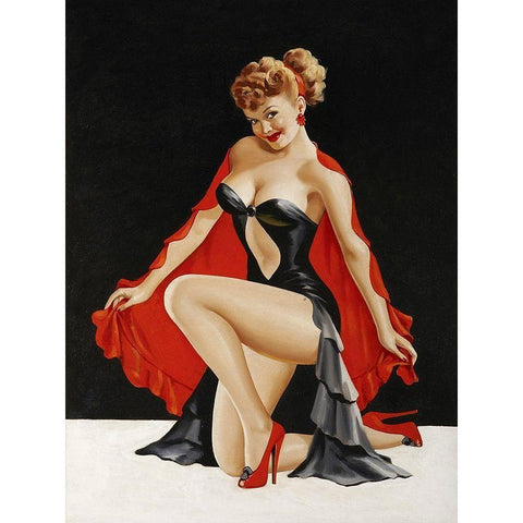 Mid-Century Pin-Ups - Magazine Cover - Little Red Cape Gold Ornate Wood Framed Art Print with Double Matting by Driben, Peter