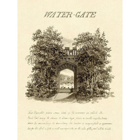 Water-Gate, 1813 White Modern Wood Framed Art Print by Repton, Humphry