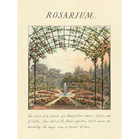 Rosarium, 1813 Gold Ornate Wood Framed Art Print with Double Matting by Repton, Humphry