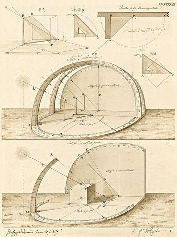 Plate 47 for Elements of Civil Architecture, ca. 1818-1850 Black Ornate Wood Framed Art Print with Double Matting by Vannini, Giuseppe