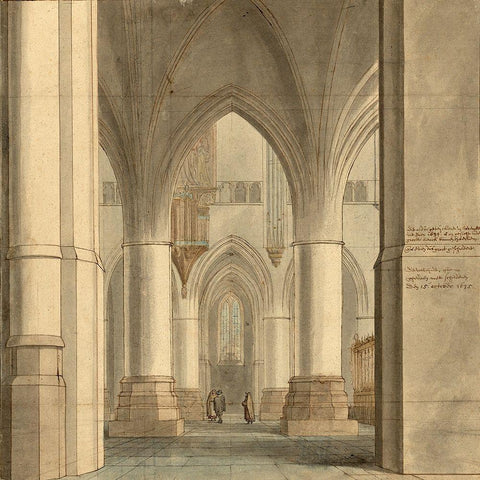 The Choir and North Ambulatory of the Church of Saint Bavo, Haarlem, 1634 White Modern Wood Framed Art Print with Double Matting by Saenredam, Pieter Jansz.