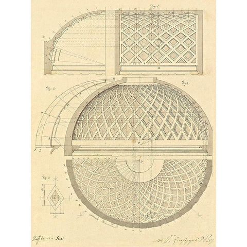 Plate 43 for Elements of Civil Architecture, ca. 1818-1850 Black Modern Wood Framed Art Print by Vannini, Giuseppe