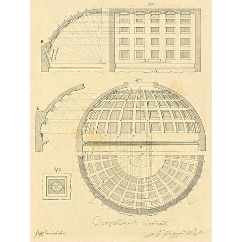 Plate 42 for Elements of Civil Architecture, ca. 1818-1850 Black Modern Wood Framed Art Print by Vannini, Giuseppe