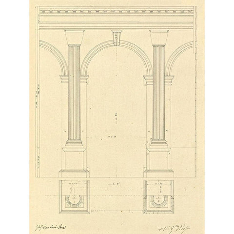 Plate 28 for Elements of Civil Architecture, ca. 1818-1850 White Modern Wood Framed Art Print by Vannini, Giuseppe