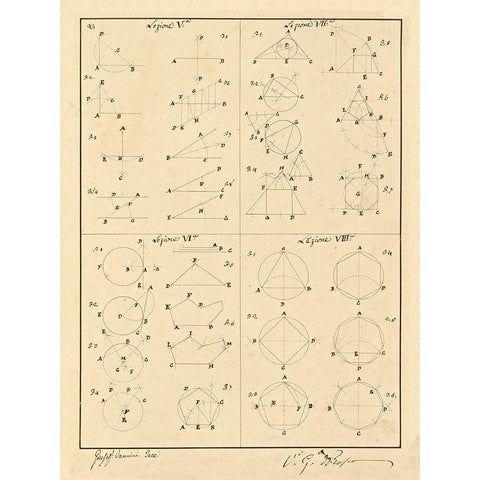 Plate 2 for Elements of Civil Architecture, ca. 1818-1850 Gold Ornate Wood Framed Art Print with Double Matting by Vannini, Giuseppe
