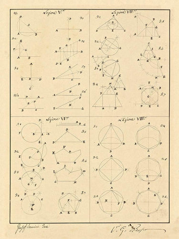 Plate 2 for Elements of Civil Architecture, ca. 1818-1850 White Modern Wood Framed Art Print with Double Matting by Vannini, Giuseppe