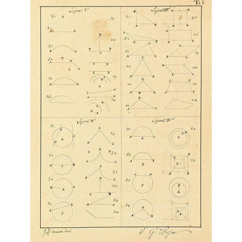Plate 1 for Elements of Civil Architecture, ca. 1818-1850 Gold Ornate Wood Framed Art Print with Double Matting by Vannini, Giuseppe