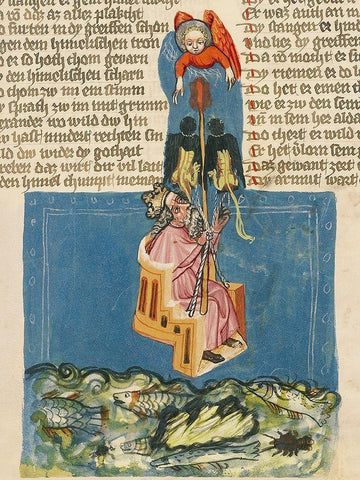 Alexander the Great in the Air (detail) White Modern Wood Framed Art Print with Double Matting by German 15th Century