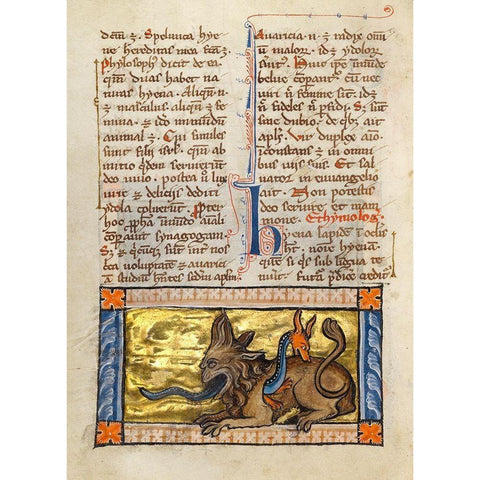 A Crocodile and a Hydrus White Modern Wood Framed Art Print by Franco-Flemish 13th Century