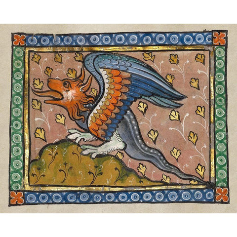 A Dragon (detail) White Modern Wood Framed Art Print by Franco-Flemish 13th Century