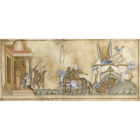 The Death of Sennacherib Gold Ornate Wood Framed Art Print with Double Matting by Italian 14th Century