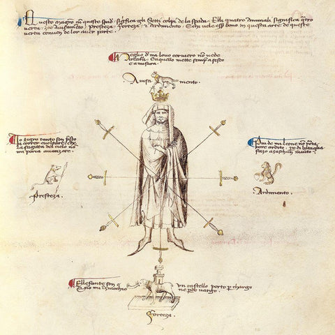 Aiming Points on the Body Black Modern Wood Framed Art Print by da Premariacco, Fiore Furlan dei Liberi