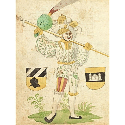 Civic festival of the Nuremberg Schembartlauf - White Costume Black Modern Wood Framed Art Print by German 16th Century