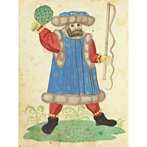 Civic festival of the Nuremberg Schembartlauf - Blue Costume White Modern Wood Framed Art Print by German 16th Century