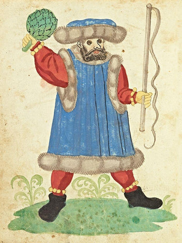 Civic festival of the Nuremberg Schembartlauf - Blue Costume Black Ornate Wood Framed Art Print with Double Matting by German 16th Century