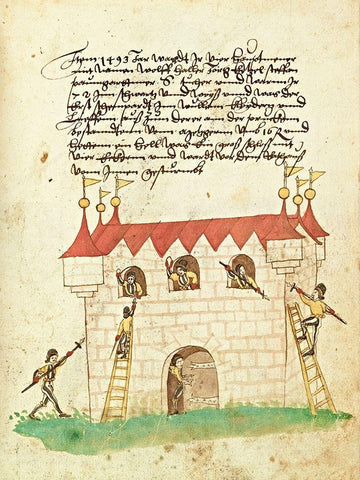 Civic festival of the Nuremberg Schembartlauf - Castle White Modern Wood Framed Art Print with Double Matting by German 16th Century